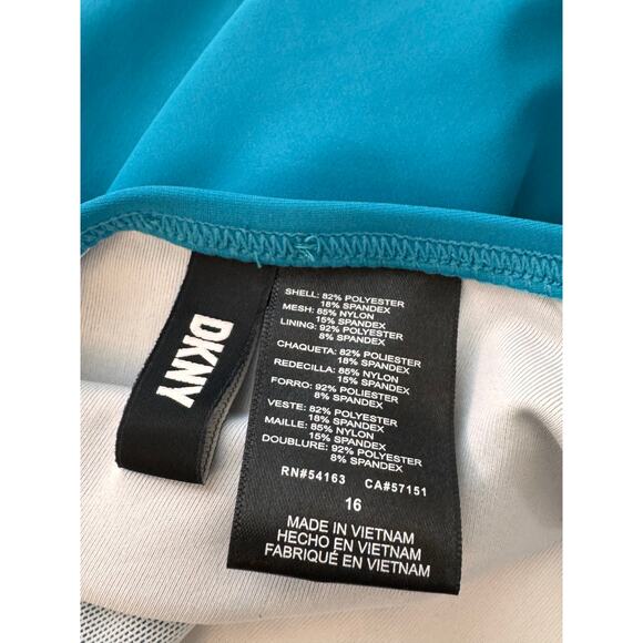 New DKNY Blue Ruffle Plunge Underwire Tummy Control One-Piece Swimsuit Size 16 - Picture 6 of 7